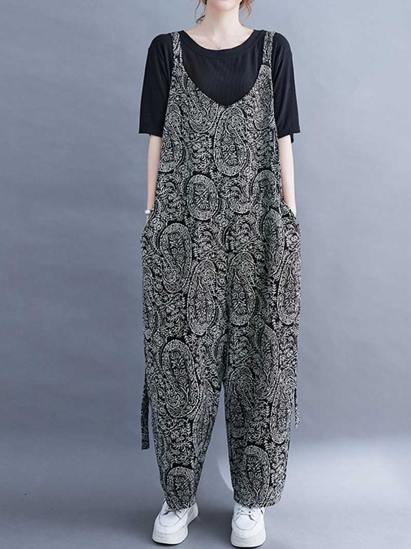 Paisley Print  Cotton High Waist Jumpsuit