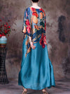 Eva trends maxi dress, Tencel dress, Polyester dress, Printed dress, Maxi dress, black Dress, Blue Dress, Long Dress, Summer dress, Medium Sleeves, Vintage Collection