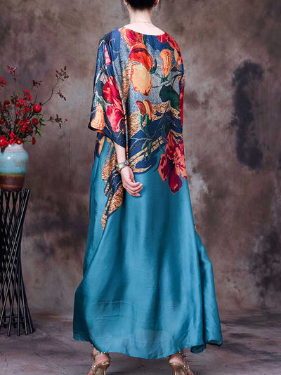 Eva trends maxi dress, Tencel dress, Polyester dress, Printed dress, Maxi dress, black Dress, Blue Dress, Long Dress, Summer dress, Medium Sleeves, Vintage Collection