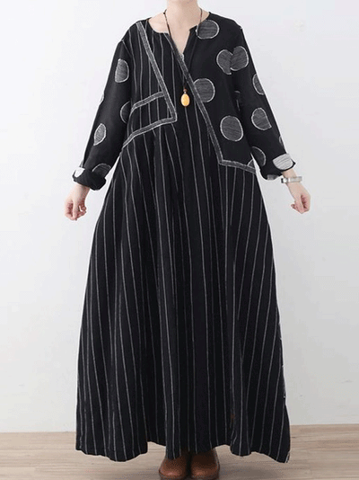 Chalk Bubbles Black Maxi Dress