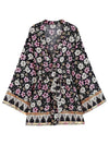 Evatrends cotton gown robe printed kimonos, Outerwear, Cotton, Bridal wear, Short kimono, Board Sleeves, loose fitting, Printed, Floral, Belted, Orange and Black Color