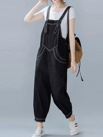 Dungarees, cotton denim, vintage, style overall, Adjustable straps, Conventional