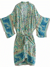 Evatrends cotton gown robe printed kimonos, Outerwear, cotton, Nightwear, long kimono, Board Sleeves, loose fitting, Floral Print with Paisley print, Belted