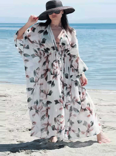 Evatrends cotton gown robe printed kimonos, Outerwear, polyester, Nightwear, long kimono, Board Sleeves, loose fitting, printed, Belted