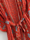 Evatrends cotton gown robe printed kimonos, Outerwear, Cotton Viscose, Nightwear,  long kimono, Long Sleeves, loose fitting, Floral Print, Belted