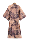 Evatrends cotton gown robe printed kimonos, Outerwear, Polyester, Nightwear, long kimono, Board Sleeves, loose fitting, Tie-Dye Print