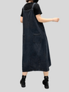 Women's Denim Midi-Length Over-The-Knee Casual Salopette Dress