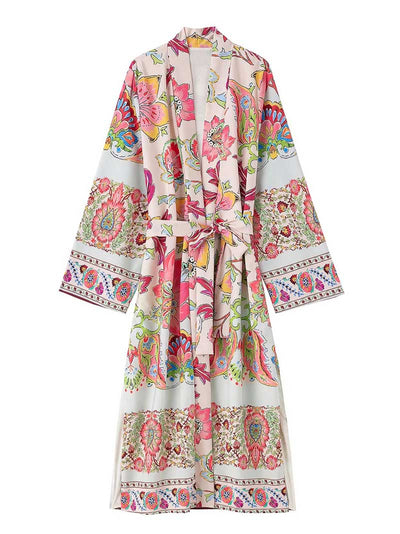 Night Wear Multicolor Floral Kimono Duster Robe