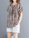 Evatrends Cotton Linen Top, Summer wear, Short sleeves, Stripped top, Round Neck, T-shirt Top, Wear With Jeans pant or Trouser