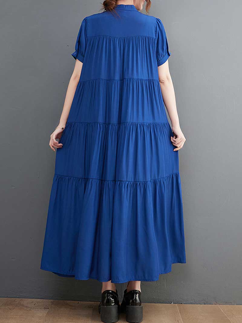 Cotton Short Sleeve  A-Line Dress