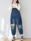 Dungarees cotton denim ripped jeans floral vintage retro style overall