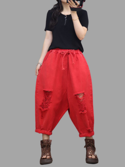 Women's Red Baggy Pants