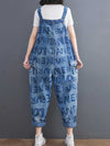 Denim Alphabets Letter Print Overalls Dungaree