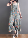 Dungarees cotton denim, Trouser, floral ,vintage retro style overall, double pockets, floral printed