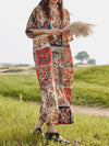 Abstract Print Cotton Half Sleeves Kaftan Dress