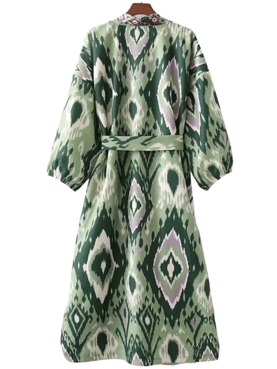 Evatrends cotton gown robe printed kimonos, Outerwear, Polyester, Nightwear, long kimono,  Raglan sleeves, long Sleeves, loose fitting, printed, Belted