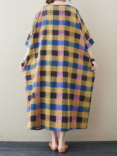 Someone Special Plaid Bat Sleeve Midi Dress