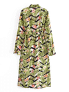 Evatrends cotton gown robe printed kimonos, Gown style, Outerwear, Polyester, Nightwear, Long kimono, Board Sleeves, Green, loose fitting, Leaf Print