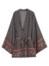 Evatrends cotton gown robe printed kimonos, Outerwear, Cotton, Nightwear, Short kimono, Board Sleeves, loose fitting, Printed, Floral, Belted