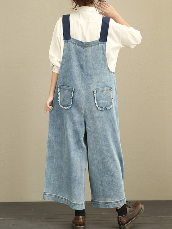 Dungarees cotton denim, vintage retro style overall, Non-stretchable, Double side pocket