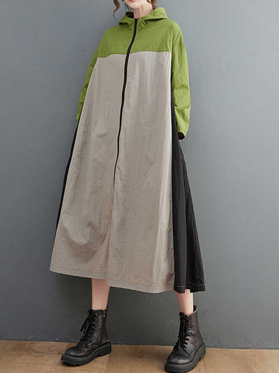 Hooded Windbreaker jacket style A-Line Dress