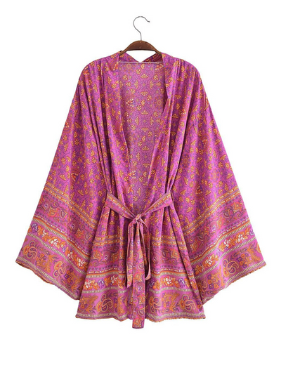 Women's pink Print Kimono