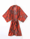 Evatrends cotton gown robe printed kimonos, Party Wear, Outerwear, Polyester, Nightwear, Long kimono, Board Sleeves, Red color, loose fitting, Printed