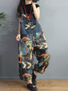 Dungarees cotton denim, vintage retro style overall, Printed