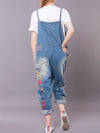 Dungarees cotton denim ripped jeans floral vintage retro style overall