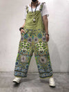 Dungarees cotton, floral, vintage, retro style overall, Ethnic Print, Adjustable Straps, Trousers