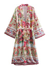 Party Wear Floral Print Long Gown Duster Robe Kimono