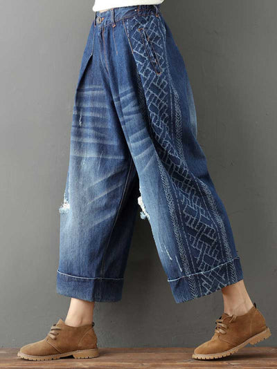 Evatrends Denim Pants, Bottom, Double side Pockets, Ripped, Patch pant, Side Printed, Trouser Pant