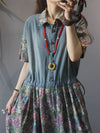 Dungarees, cotton denim, floral, vintage, style overall, Short Sleeves, Front Button, Elasticated Waist & Cuffs, Non-Stretchable