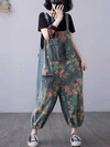 Dungarees cotton denim ripped jeans floral vintage retro style overall