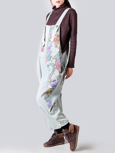 Women's Loose Fitting Dnim Overall