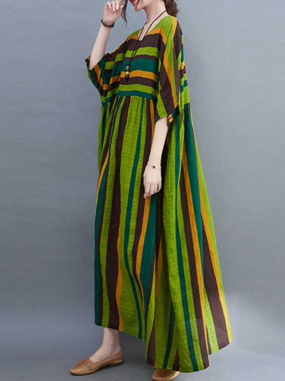 Striped Cotton  A-Line Dress