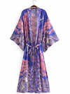 Evatrends cotton gown robe printed kimonos, Outerwear, Silk, Nightwear, long kimono, Long Sleeves, loose fitting, Floral Print, Belted