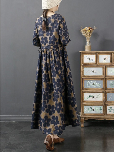 Women's long flower  A-line Dress