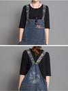 Dungarees, cotton denim, floral vintage, Front and back pockets, retro style overall, Printed