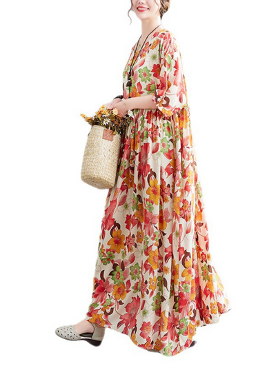 Beach Lunch Lounge Women’s Smocked Printed Flower Dress