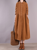 knee length dresses for ladies Women's Casual Loose Midi Dress, Formal Button Midi Dress, Little Wome –  Eva Trends
