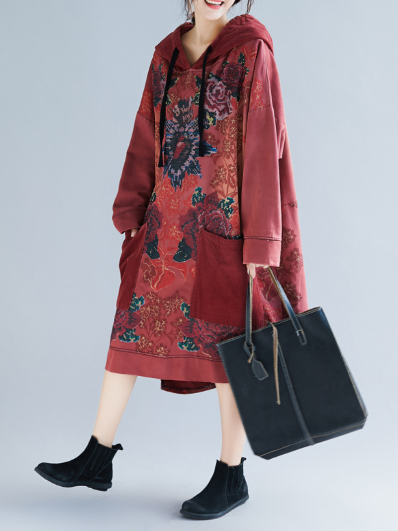 Women's plus size  printed Hooded