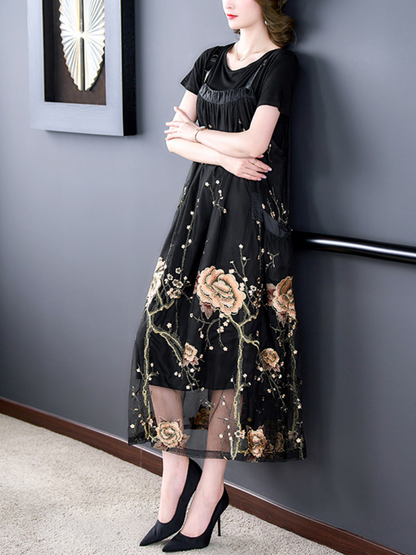 Floral Maxi Overall Women's Dress 