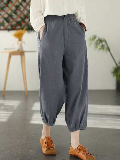 Women's Blue-Gray Loose Long Harem Trousers