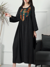 Women's Black Embroidered Midi-Dress