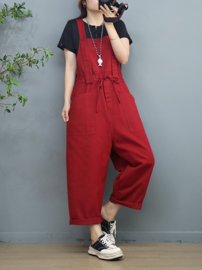 Women's Tie-Belt Overalls