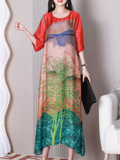 Women's Red A-line Dress