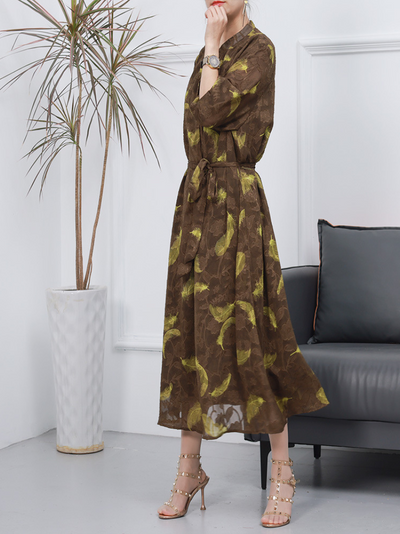 Women's Spring POLO Collar Long A-Line Dress