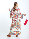 Evatrends cotton gown robe printed kimonos, Outerwear, Cotton, Nightwear, long kimono, Board Sleeves, loose fitting, Floral print, Belted