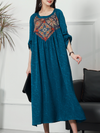 Women's Silk Embroidered Midi-Dress